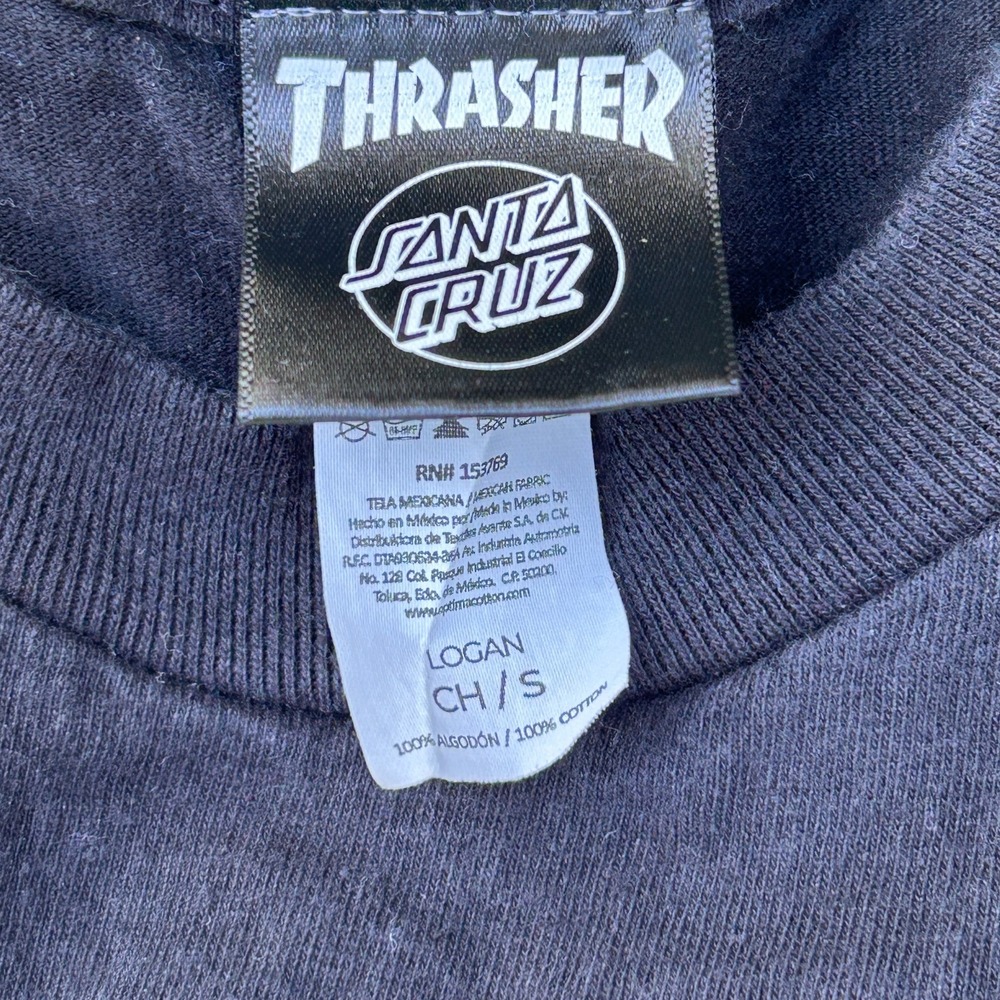 Thrasher Santa Cruz Skater Flame Scream Black Skateboard T Shirt Small Tee Hand - Picture 5 of 5